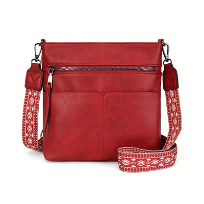 New Women's Shoulder Bag - Large Capacity Crossbody Bag with Fashionable Jacquard Wide Shoulder Strap - Simple Yet Stylish, High-quality Commuter Bag for Women