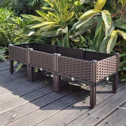 Raised Garden Bed with Legs Plastic Planter Box for Planting Vegetables Herbs - Elevated Design, No Kneeling, Protects Plants from Pets