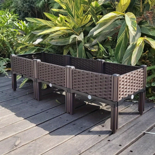 Raised Garden Bed with Legs Plastic Planter Box for Planting Vegetables Herbs - Elevated Design, No Kneeling, Protects Plants from Pets
