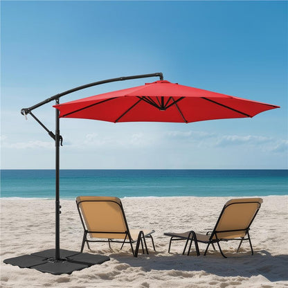 Costoffs Outdoor Umbrella, 3M Patio Offset Umbrella, Outdoor Hanging Umbrella, Banana Parasol Sun Shade Shelter, Market Backyard Umbrella with Crank & Cross Base for Beach/Outdoor/Party/Garden