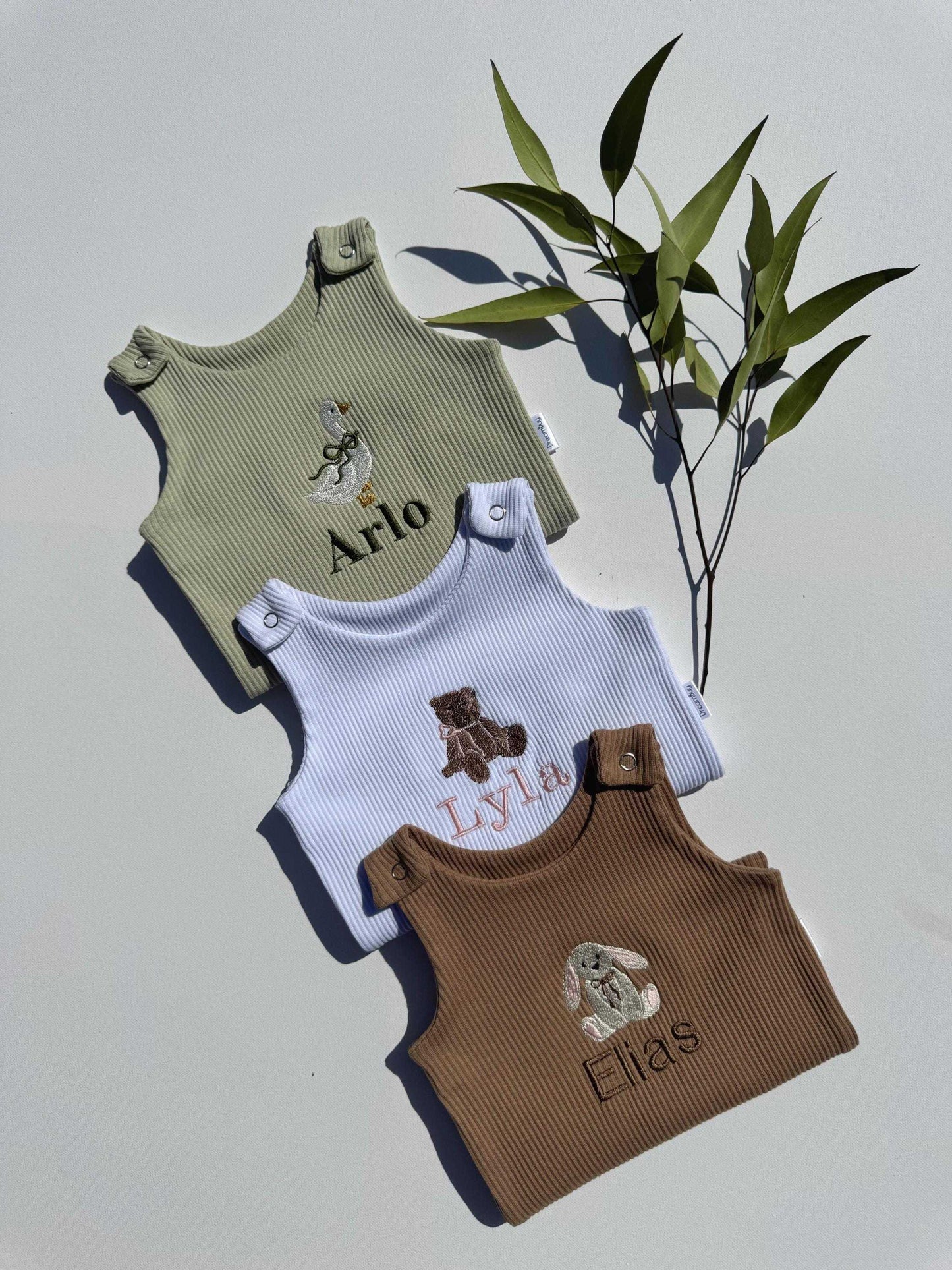 Soft Cotton Baby Dungarees, Personalised or Plain, Embroidered, 9 Colours, From Newborn to 3 Years - Ideal Baby Shower Gifts, Personalised Baby Gifts, Baby Clothes, New Baby Gifts