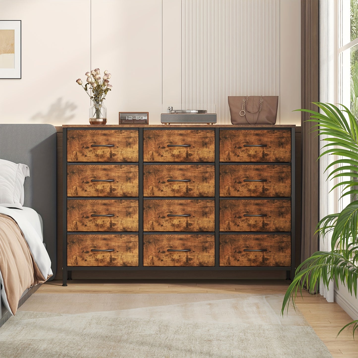 12-Drawer Dresser with Sturdy Handles, Bedroom Furniture