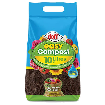 Doff Easy Compost 10L Contains John Innes No. 2 Multi-Purpose Garden Potting Compost Soil Improves Nutrient & Moisture Retention Potting Plants in Containers Baskets & Tubs 10 Litres