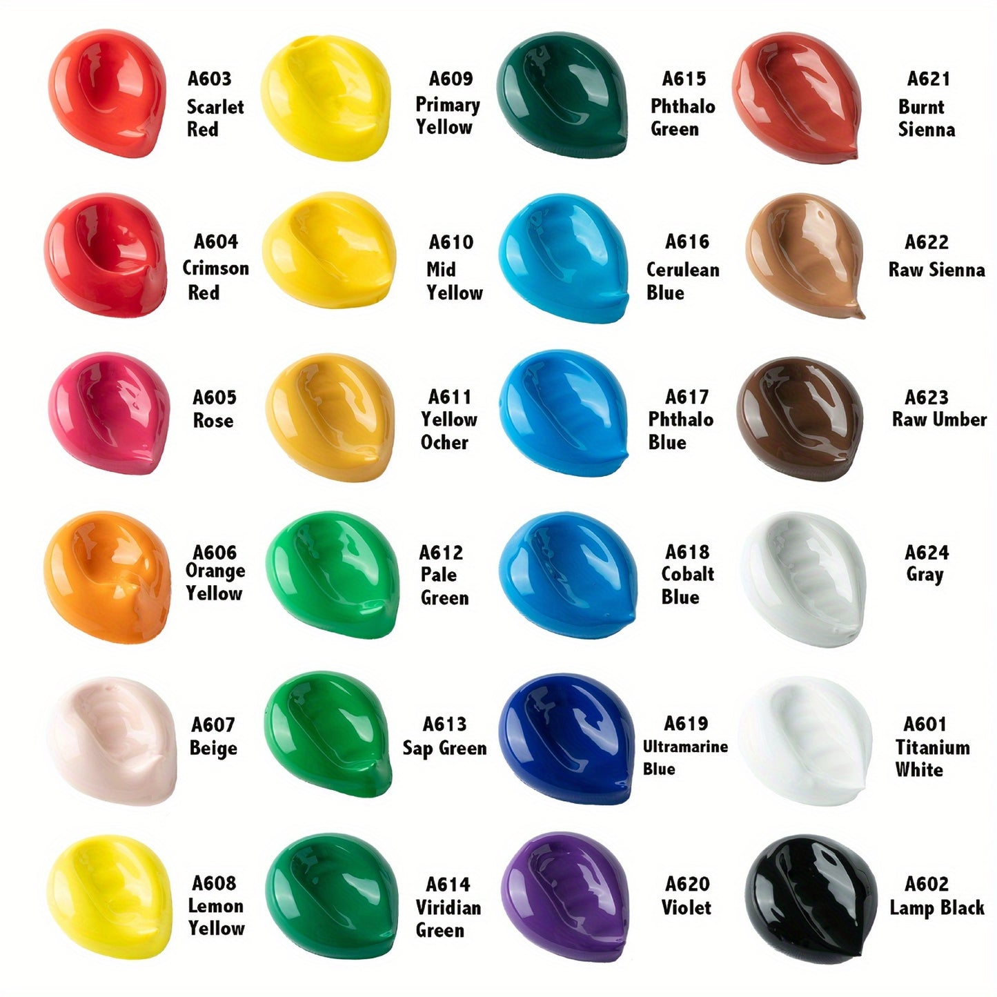 Fantastory 24/36pcs Acrylic Paint Set, 24/36Classic Colors(2oz/60ml), Professional Craft Paint, Art Supplies Kit for Adults, Canvas/Fabric/Rock/Glass/Stone/Ceramic/Model/Wood Painting with 10 Brushes.