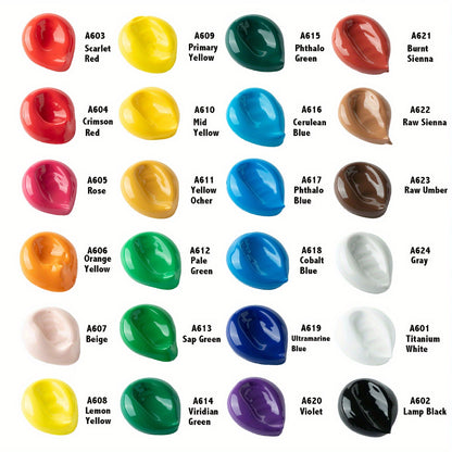Fantastory 24/36pcs Acrylic Paint Set, 24/36Classic Colors(2oz/60ml), Professional Craft Paint, Art Supplies Kit for Adults, Canvas/Fabric/Rock/Glass/Stone/Ceramic/Model/Wood Painting with 10 Brushes.