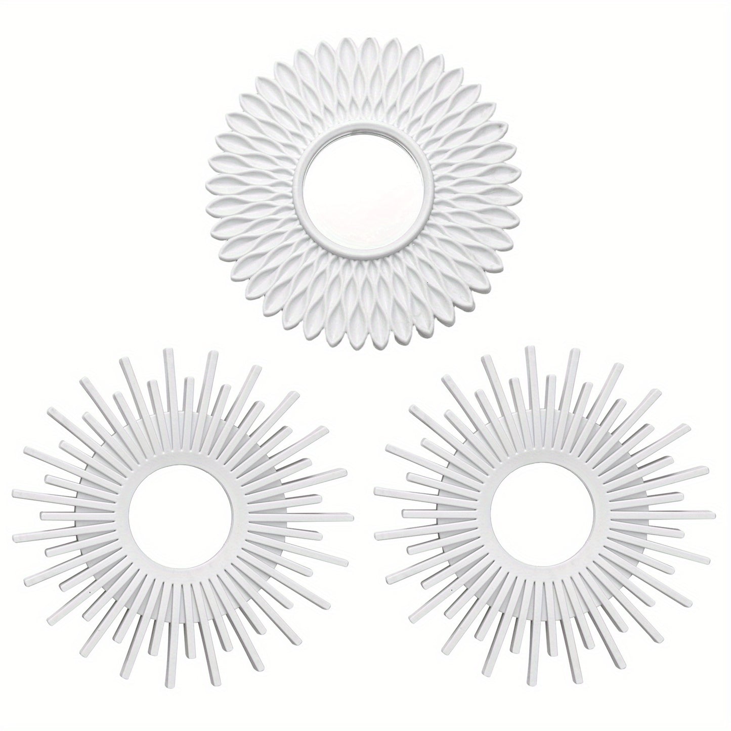 three-piece sunburst wall mirror set — product view 1