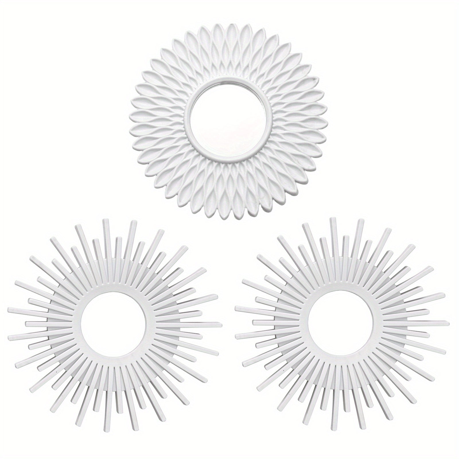 three-piece sunburst wall mirror set — product view 1