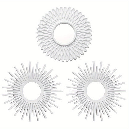 three-piece sunburst wall mirror set — product view 1