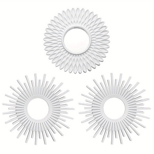 three-piece sunburst wall mirror set — product view 1