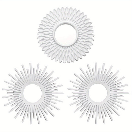 Wall Mirrors Pack of 3 Round Gold Mirrors for Living Room, Home Decor and Bedroom | Hanging Wall Decoration Hallway | Small Shabby Chic Home Accessories Mounted | Gifts for Women and Mums