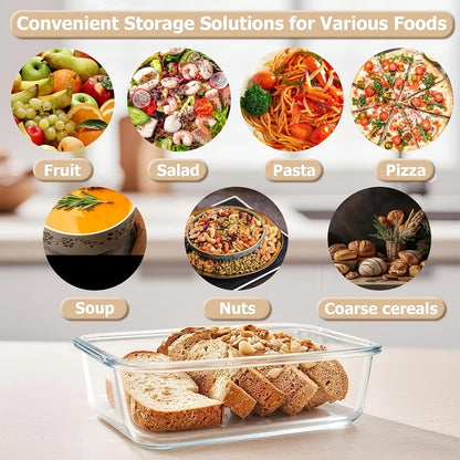 8pcs Glass Storage Container Set with Lids, Stackable, Leak-Proof Snap-Lock Seal, a Great Helper for Kitchen Storage, Suitable for Ovens, Microwaves, Refrigerators, And Dishwashers
