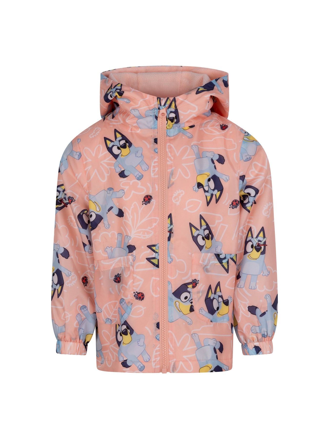 Bluey Raincoat with Hood, Insulated fleece lined Jacket, Pink