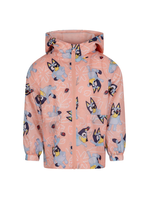 Bluey Raincoat with Hood, Insulated fleece lined Jacket, Pink