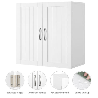 Costoffs Wall Mount Cabinet Storage Organizer with Adjustable Shelf, MDF Medicine Cupboard for Bathroom, Kitchen, Living Room, Laundry, White