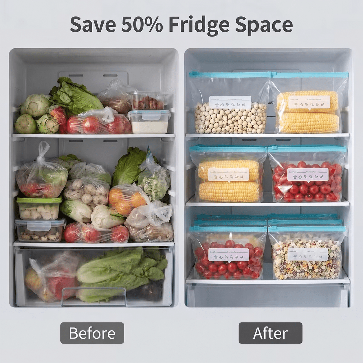 120pcs Reusable Food Storage Bags with Zipper, Leak-Proof & Airtight Kitchen Freshness Bags - Ideal for Food Preservation, Reusable Produce Bag
