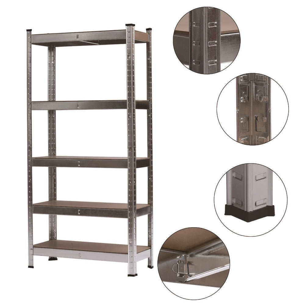 5 Tier Metal Shelving Unit, Heavy Duty Garage Shelving Units, Racking Shelving for Warehouse Workshop Office 148*75*30cm