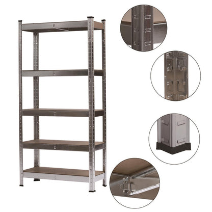5 Tier Metal Shelving Unit, Heavy Duty Garage Shelving Units, Racking Shelving for Warehouse Workshop Office 148*75*30cm