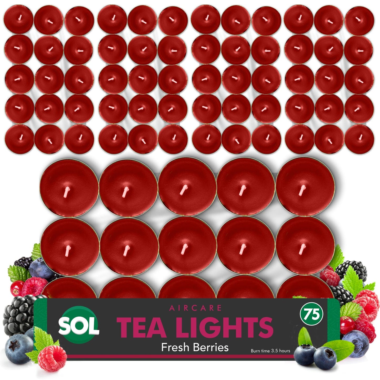75 Pack Scented Tea Light Candles | Assorted Tealights with 5 Fragrances (Vanilla, Fresh Berries, Peach, Mountain Spring, Lavender) | 4 Hour Burn | Decorative Home & Gift Candle Set