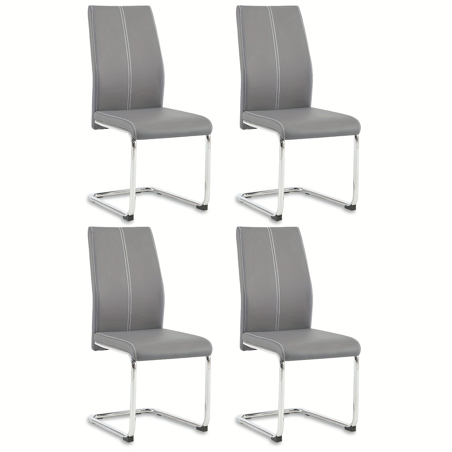 Modern Cantilever Dining Chair - Neutral Leather And Metal Design, Ergonomically Comfortable for Today'S Living Areas