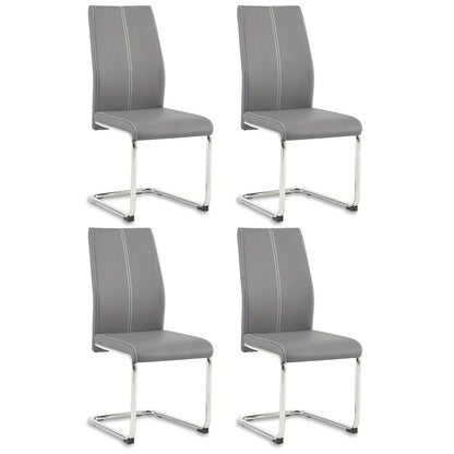 Modern Cantilever Dining Chair - Neutral Leather And Metal Design, Ergonomically Comfortable for Today'S Living Areas