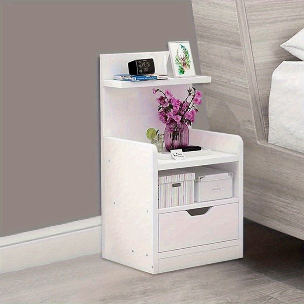 Modern Wooden Bedside Table with Drawer | Multifunctional Storage Cabinet for Bedroom, Bathroom, Living Room & Hallway | Compact Design 60x32.5x25.5cm