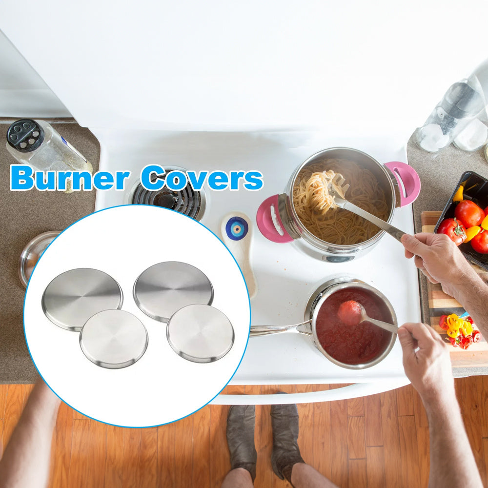 4pcs Hob Cover Set Stove Plate Cooker Top Burner Protector Silver Kit Home Kitchen Tools & Accessories Restaurants CANTEENS Worktop Savers