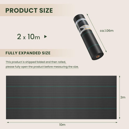 Woven Weed Control Membrane Heavy Duty UV Protection Black Weed Barrier Fabric for Garden Beds Patios Paths Landscaping Ground Cover 1m 2m 3m 4m Wide Multi-Size UK