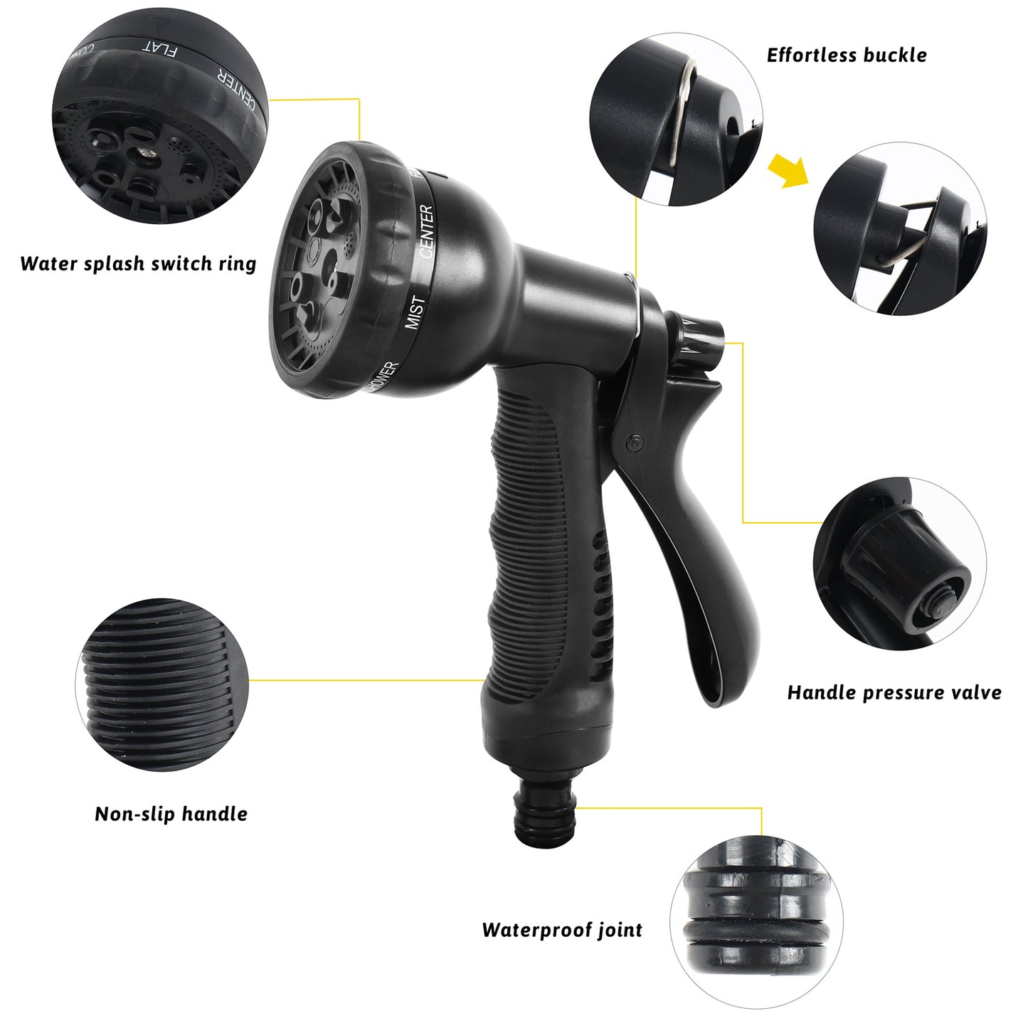 50FT/75FT/100FT Expandable Flexible Garden Hose Magic Hose Pipes Car Washing Gardening Hose with 7 Setting Professional Water Spray Nozzle Gun Expandable Hose Garden Hoses, Black