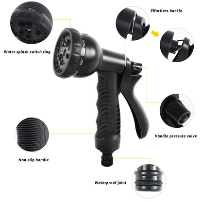 50FT/75FT/100FT Expandable Flexible Garden Hose Magic Hose Pipes Car Washing Gardening Hose with 7 Setting Professional Water Spray Nozzle Gun Expandable Hose Garden Hoses, Black