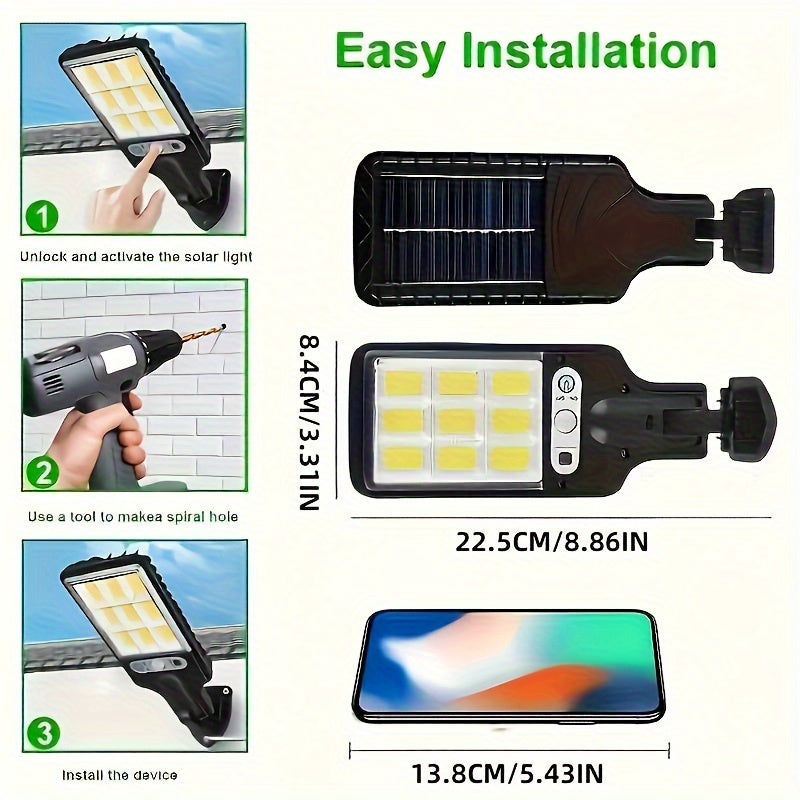 10/8/6/4/2/1PACK Outdoor Solar Lights 108COB Motion Sensor Street Lamp with Remote Control - 3 Lighting Modes, 180° Coverage, Easy-to-Install for Garden Garage Yard Backyard Patio