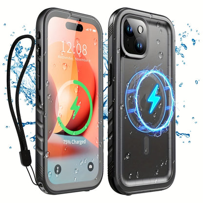 Phone Case - Magnetic for Iphone 16 15 14 13 Pro Max Plus Case - Built-In Screen And Camera Protector Underwater Diving Full Body Dropproof Shockproof Dustproof Phone Case
