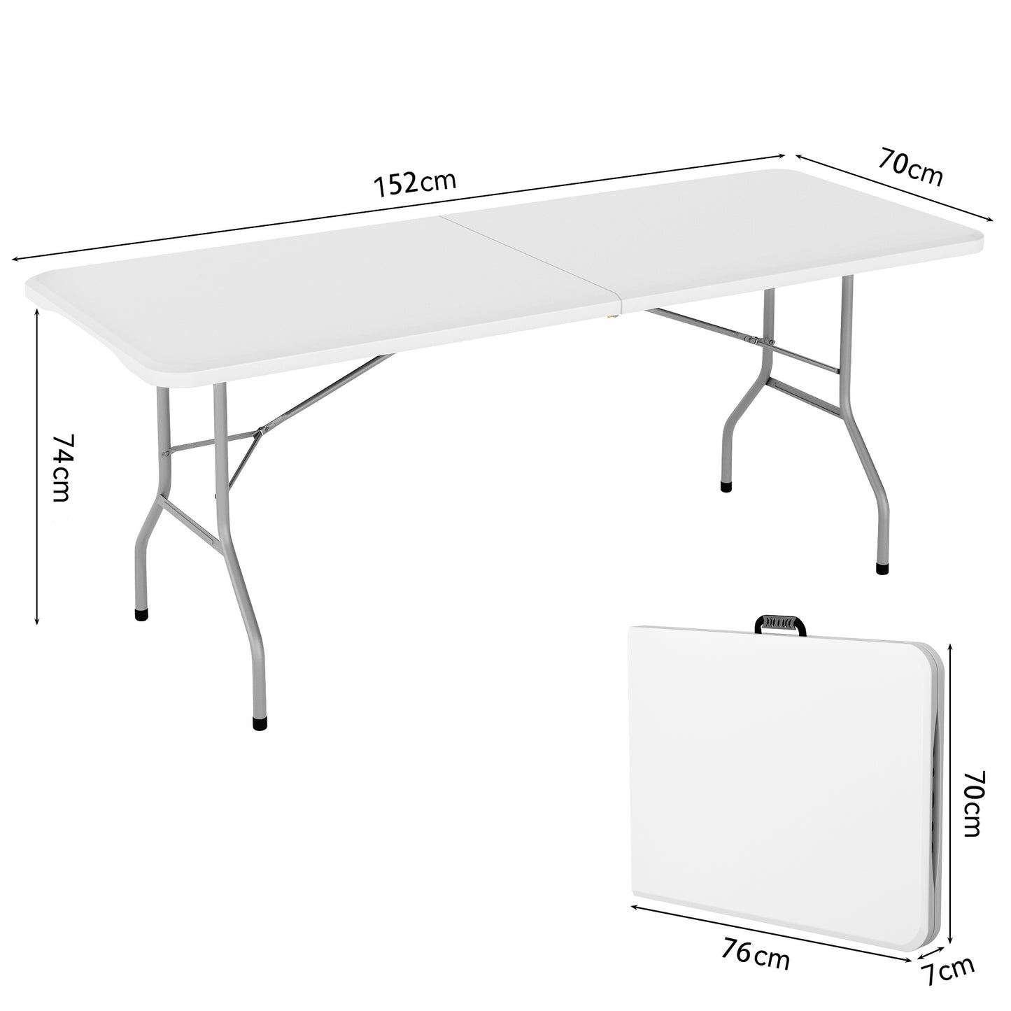 Portable 5FT Dining Garden Table, Foldable 5FT Trestle Catering Heavy Duty Folding Table, Indoor & Outdoor Multi-Purpose Picnic BBQ Party Table