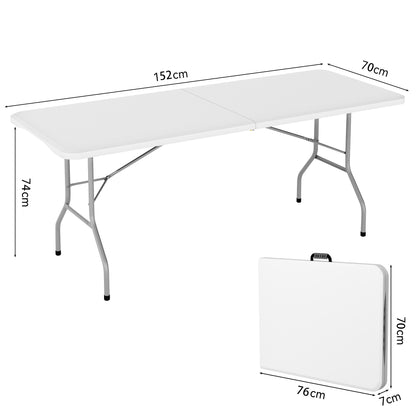Portable 5FT Dining Garden Table, Foldable 5FT Trestle Catering Heavy Duty Folding Table, Indoor & Outdoor Multi-Purpose Picnic BBQ Party Table