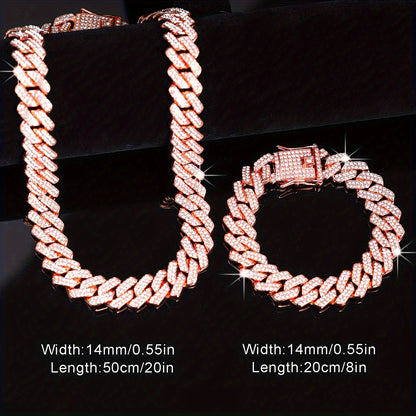 2pcs/Set Trendy Punk Style Hip Hop Chain Necklace Plus Bracelet Jewelry Set Suitable for Men And Women Perfect Decor for Cool Friends Unisex Jewelry