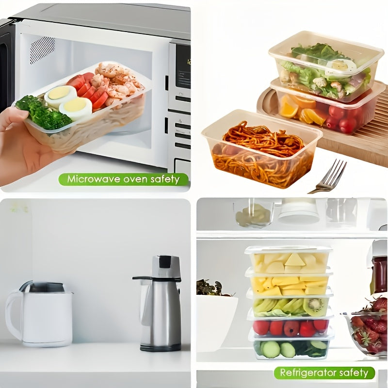 40/60/100pcs 750ml Disposable Food Containers (with Lids) - Food Storage Containers - Microwaveable, Refrigeratable, Dishwasher-safe, Perfect for Salads, Fruits, Vegetables, Lunch Boxes | Sealed Storage | Leak-proof Design | Food Storage Box