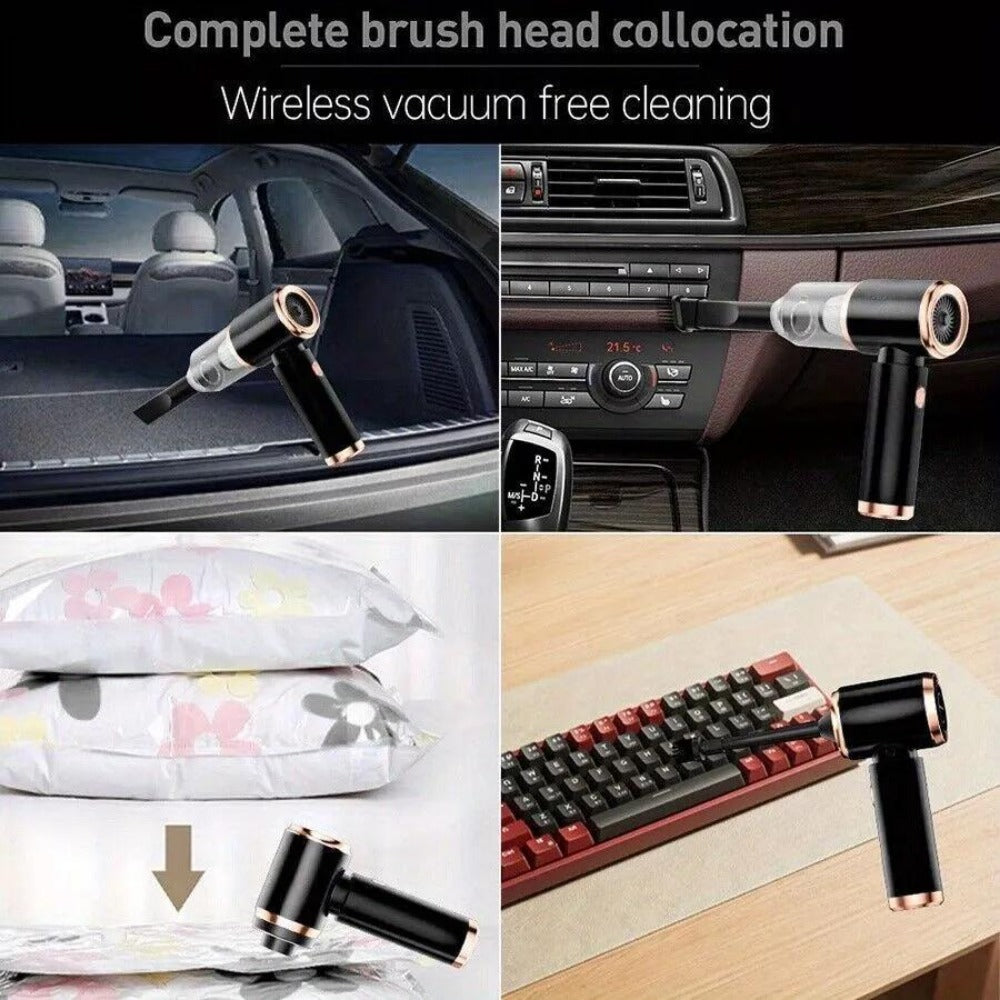 Cordless Handheld Vacuum Cleaner Portable Mini Wireless Wet & Dry with Air Blower – Low Noise Lightweight Hoover for Car, Home, Kitchen & Pet Hair Cleaning
