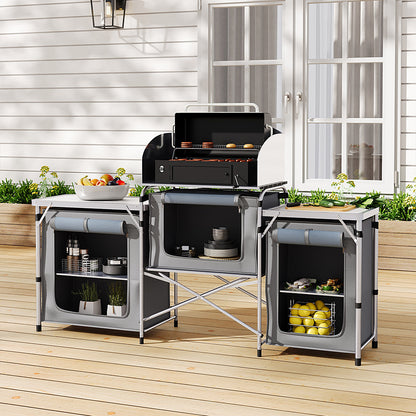 Camping Folding Locker Portable Design Folding Storage Unit Fabric Dark Gray Durable 600D Handbag Material, Suitable for Courtyard Camping Kitchen 165*52*104cm