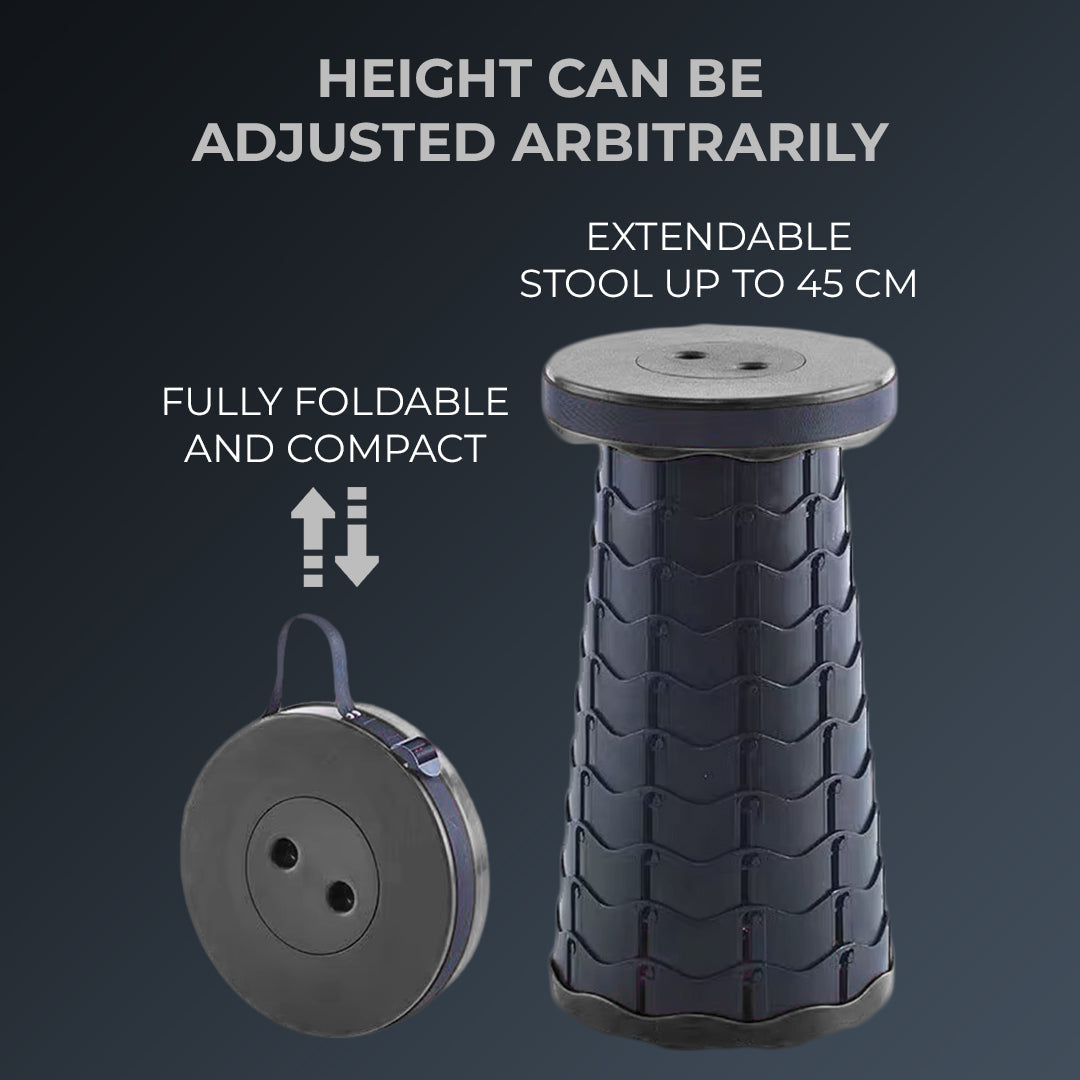 Portable Folding Stool with Adjustable Height for Camping and Travel (Random Colours)