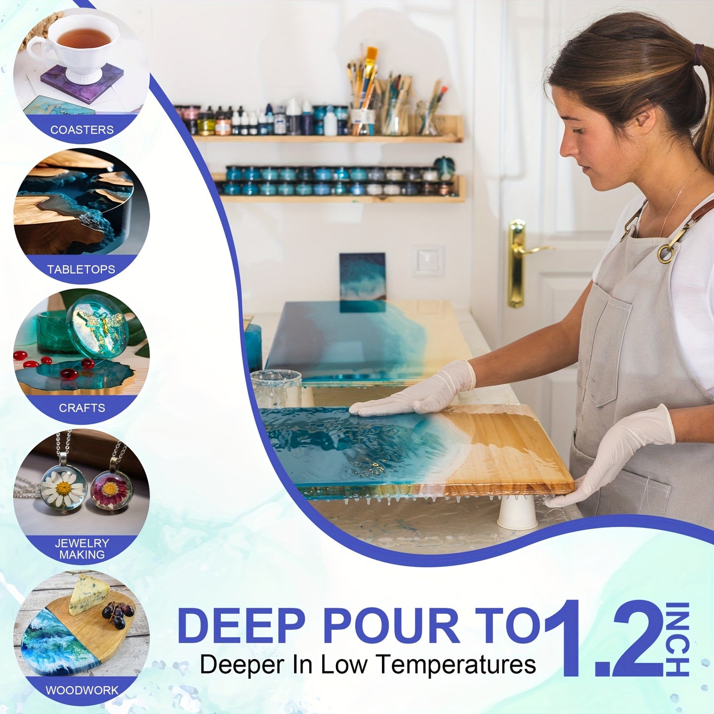 3.97L Premium Clear Epoxy Resin Kit Casting And Coating for River Table Tops, Art Casting Resin, Jewelry Projects, Tumbler Crafts, Molds, Art Painting, Easy Mix 1:1 Ratio 32