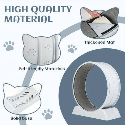 Cat Exercise Wheel, Plastic Wheel with Carpeted Runway, Easy to Install & Fitness & Health, Suitable for Most Cats, 79 Cm, for Indoor Cats