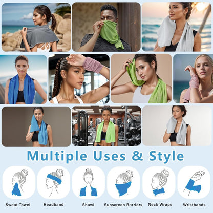 [Cooling Neck Wrap] 4pcs Set of Cooling Towels, Polyester Cold Towels, Soft and Breathable Fitness Ice Towels, Suitable for Exercise, Yoga, Sports, Camping, Hiking Sweat Towels, Quick-drying, Breathable, Lightweight Cooling Neck Wrap