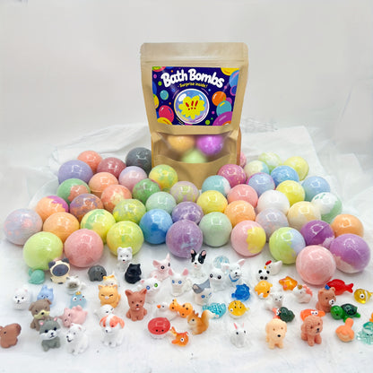 Surprise Bath Bomb Animals Inside, 3pcs Multi Kind Balls Shape Bubble Bath, Random Color Random Animals Inside, Fizzies Gift Bag Bath Bombs for Christmas Birthday Bathing Bath SALTS Gifr for Women