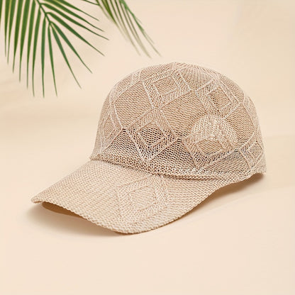 1pc Large Block Baseball Cap, Summer Unisex Versatile Hat, Hollow-Out Breathable Mesh Snapback Cap