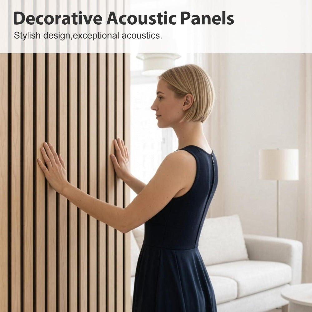 2 Pack 120x32cm Wood Slat Wall Panels, Foldable Acoustic Sound Proofing Panels with Felt Backing for Home Bedroom TV Feature Wall