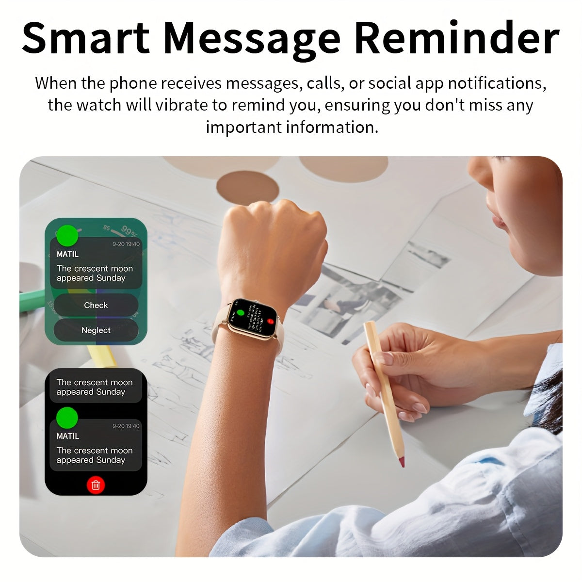 1.83-Inch Smart Watch - Unisex Fitness Tracker - Wireless Calling, Music Play, Weather Forecast - Call Alerts, App Notifications, Versatile Watch Faces - Perfect Gift for Labor Day, Back to School & Christmas - Stylish Sporty Design