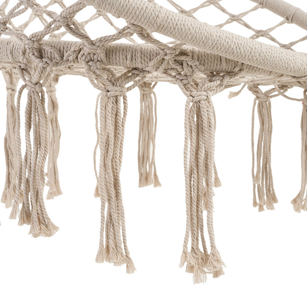Balcony Rocking Chair, Courtyard Woven Hanging Basket, Hanging Cotton Rope Iron Ring Hanging Chair, Suitable for Indoor, Outdoor, Home, Balcony, Courtyard, Garden, Maximum Load Capacity: 200kg, Material: Iron Ring, Cotton Rope (No Include Cushion)