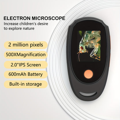 500X Magnification Handheld Digital Microscope, 2-Inch IPS Screen, 8 Adjustable 3-Level LED Lights, Suitable for Electronic Maintenance/Biological Observation, Compatible with Windows And Mac OS Computers