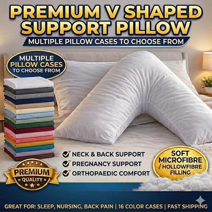 V Pillow with Pillowcase – Orthopaedic Triangle pillows for Adults, Nursing, Maternity & Pregnancy with Microfibre Cover – Extra Polyester fibre Cushioning to Supports Neck, Head & Back