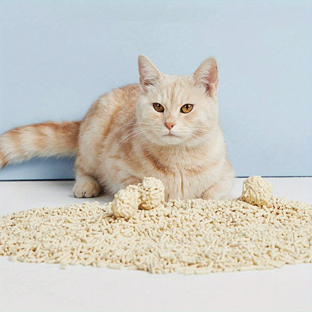 2.4Kg/6L Tofu Cat Litter Clumping, Toilet Flushable Easy Clumping Tofu Litter, 2mm
