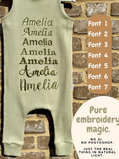 Soft Cotton Baby Dungarees, Personalised or Plain, Embroidered, 9 Colours, From Newborn to 3 Years - Ideal Baby Shower Gifts, Personalised Baby Gifts, Baby Clothes, New Baby Gifts